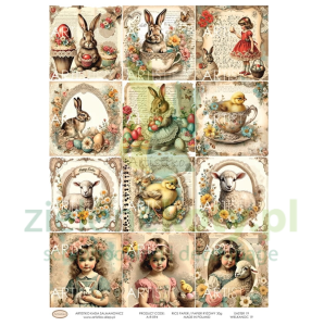 Papier ryżowy decoupage Artistiko Wielkanoc zajączki kurczaczki owieczki dziewczynki x