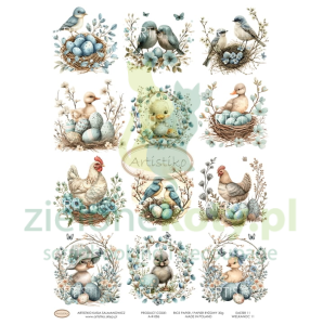 Papier ryżowy decoupage Artistiko Wielkanoc ptaszki niebieskie