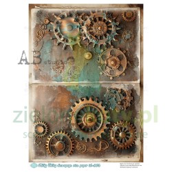 Papier ryżowy decoupage  AB Studio Milky Valley A4 Alicja tło steampunk tryby 