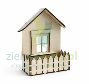 Sklejka Baza Kreatywna Pracownia Domek z płotkiem 18cm