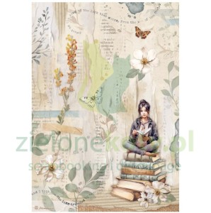 Papier ryżowy decoupage Stamperia A4 Secret diary książki kobieta
