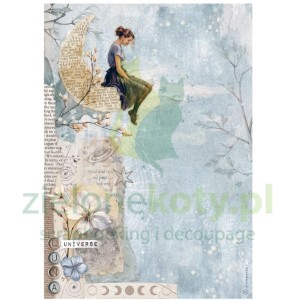Papier ryżowy decoupage Stamperia A4 Secret diary księżyc kobieta
