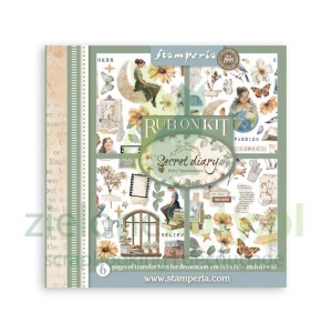 Transfer Rub-On Kit Stamperia 15,5x15,5 cm Secret diary 6 arkuszy 