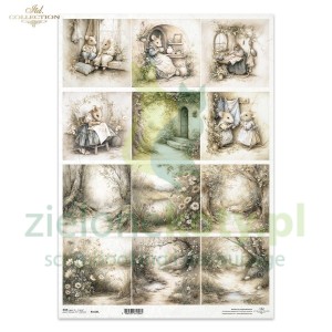 Papier ryżowy ITD Collection A3 myszki wiosenne scenerie