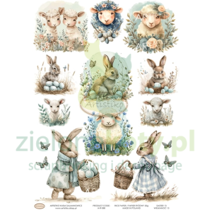 Papier ryżowy decoupage Artistiko Wielkanoc zające baranki