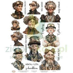 Papier do scrapbookingu A4 Artistiko z elementami do wycinania Dolls 03 postacie steampunk