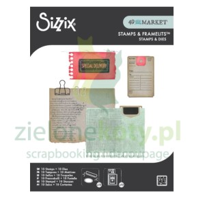 Stempel + wykrojnik Sizzix Stamps & Framelits Creative combos kartki z notatnika