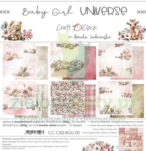 Zestaw papierów do scrapbookingu 30x30 Craft O'Clock Baby Girl Universe