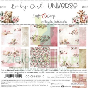 Zestaw papierów do scrapbookingu 15x15 Craft O'Clock Baby Girl Universe