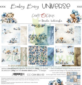Zestaw papierów do scrapbookingu 30x30 Craft O'Clock Baby Boy Universe 