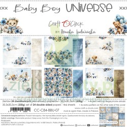 Zestaw papierów do scrapookingu 20x20 Craft O'Clock Baby Boy Universe 