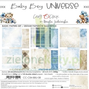 Zestaw papierów do scrapbookingu 20x20 Craft O'Clock Baby Boy Universe bazowe 