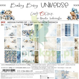 Zestaw papierów do scrapbookingu 20x20 Craft O'Clock Baby Boy Universe Mix  