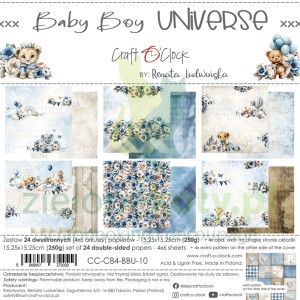 Zestaw papierów do scrapbookingu 15x15 Craft O'Clock Baby Boy Universe 