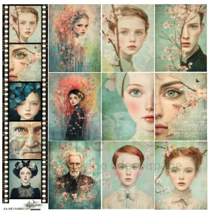 Materiałowe dodatki do wycinania Alchemy of Art ART portrety 30x30 tkanina  
