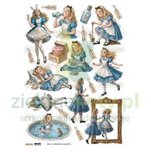 Papier do scrapbookingu A4 ScrapLove Alice in Wonderland Elements 2 elementy do wycinania Alicja