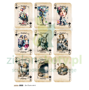 Papier do scrapbookingu A4 ScrapLove Alice Playing Cards 4 elementy do wycinania karty