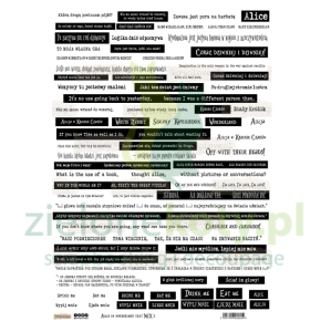 Papier do scrapbookingu A4 ScrapLove Alice in Wonderland text mix elementy do wycinania napisy