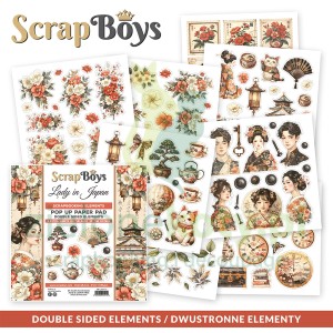 Zestaw papierów do scrapbookinu Pop Up Paper Pads 15x15 cm ScrapBoys Lady in Japan