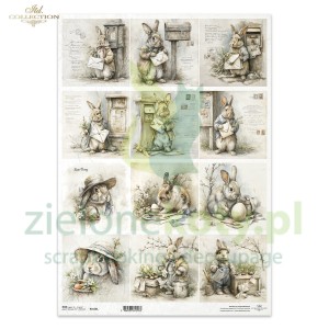 Papier ryżowy ITD Collection A3 zajączki