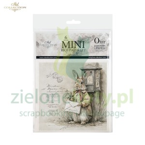 Papier ryżowy ITD Collection 15x15cm 6szt zajączki skrzynki pocztowe