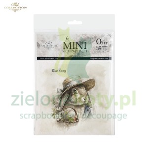 Papier ryżowy ITD Collection 15x15cm 6szt zajączki Wielkanoc x