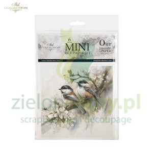 Papier ryżowy ITD Collection 15x15cm 6szt Wielkanoc ptaszki, zając, dzwonek,  kwiaty jabłoni x