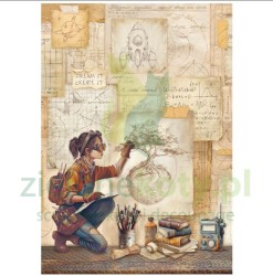 Papier ryżowy decoupage Stamperia A4 A new beginning szkic dziewczyna