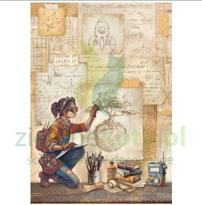 Papier ryżowy decoupage Stamperia A4 A new beginning szkic dziewczyna