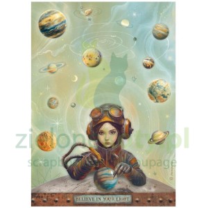 Papier ryżowy decoupage Stamperia A4 Stamperia A new beginning kosmos dziewczyna