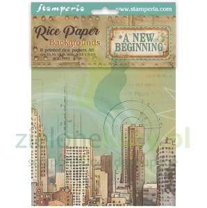 Papier ryżowy decoupage MINI Stamperia A new beginning Backgrounds A6 8 szt. tła 