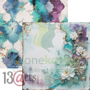 Papier do scrapbookingu 30x30 13arts Tales of the Sand 02 Golden oriental