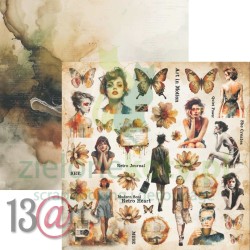 Papier do scrapbookingu 30x30 13arts z elementami do wycinania Retroteca 08 Perfect mess