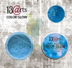 Farba akwarelowa w proszku 13arts Color Glow Ink Lagoon metaliczna niebieska