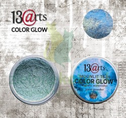 Farba akwarelowa w proszku 13arts Color Glow Moonlit Teal metaliczna niebieska