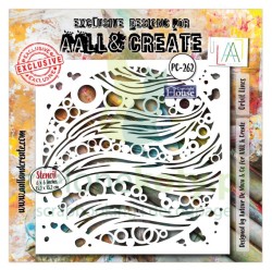 Szablon maska AALL & Create 15x15 cm Orbit Lines tło mixed media fale