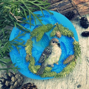 Forma foremka silikonowa Mila Project ptak, gałązki świerku