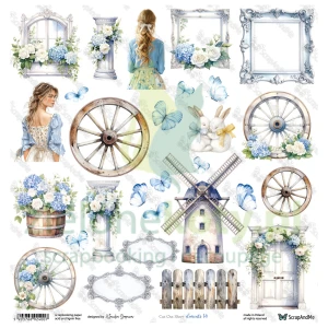 Papier do scrapbookingu 30x30 ScrapAndMe dodatki do wycinania Elementy 14 cottage wieś