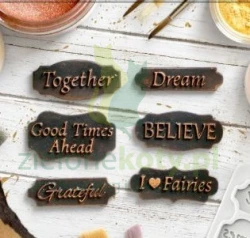 Forma foremka silikonowa Cosmic Shimmer by Katy Sue Believers Mini Plaques napisy