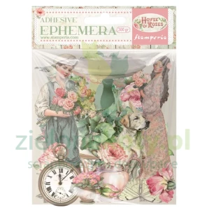 Dodatki papierowe die-cuts Stamperia Ephemera House of Roses samoprzylepne