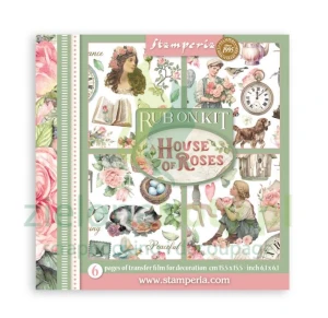 Transfer Rub-On Kit Stamperia 15,5x15,5 cm House of Roses 6 arkuszy