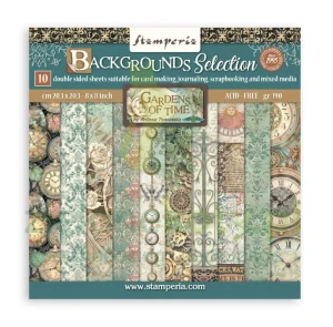Zestaw papierów do scrapbookingu 20x20 Stamperia Gardens of Time Backgrounds Selection 
