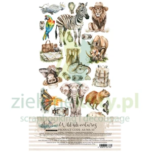 Zestaw papierów 15x30 Alchemy Of Art Wild Adventures dodatki do wycinania zwierzęta safari