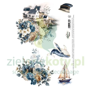 Papier ryżowy Alchemy Of Art A4 Ocean Blue marynistyczny