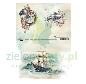 Papier ryżowy Alchemy Of Art A4 Ocean Blue żaglowiec