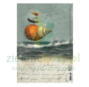 Papier ryżowy Alchemy Of Art A4 Ocean Blue Dziewczynka na muszli