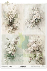 Papier ryżowy ITD Collection A4 Written in Flowers bukiety kwiatów bez konwalie jaśmin