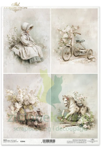 Papier ryżowy ITD Collection A4 Written in Flowers delokatne motywy dziecięce vintage.jpg
