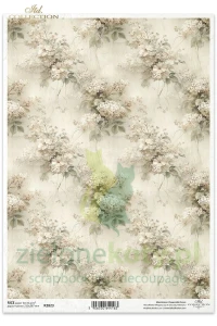 Papier ryżowy ITD Collection A4 Written in Flowers kwiaty tło tapeta