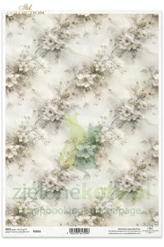 Papier ryżowy ITD Collection A4 Written in Flowers kwiaty tło tapeta.jpg